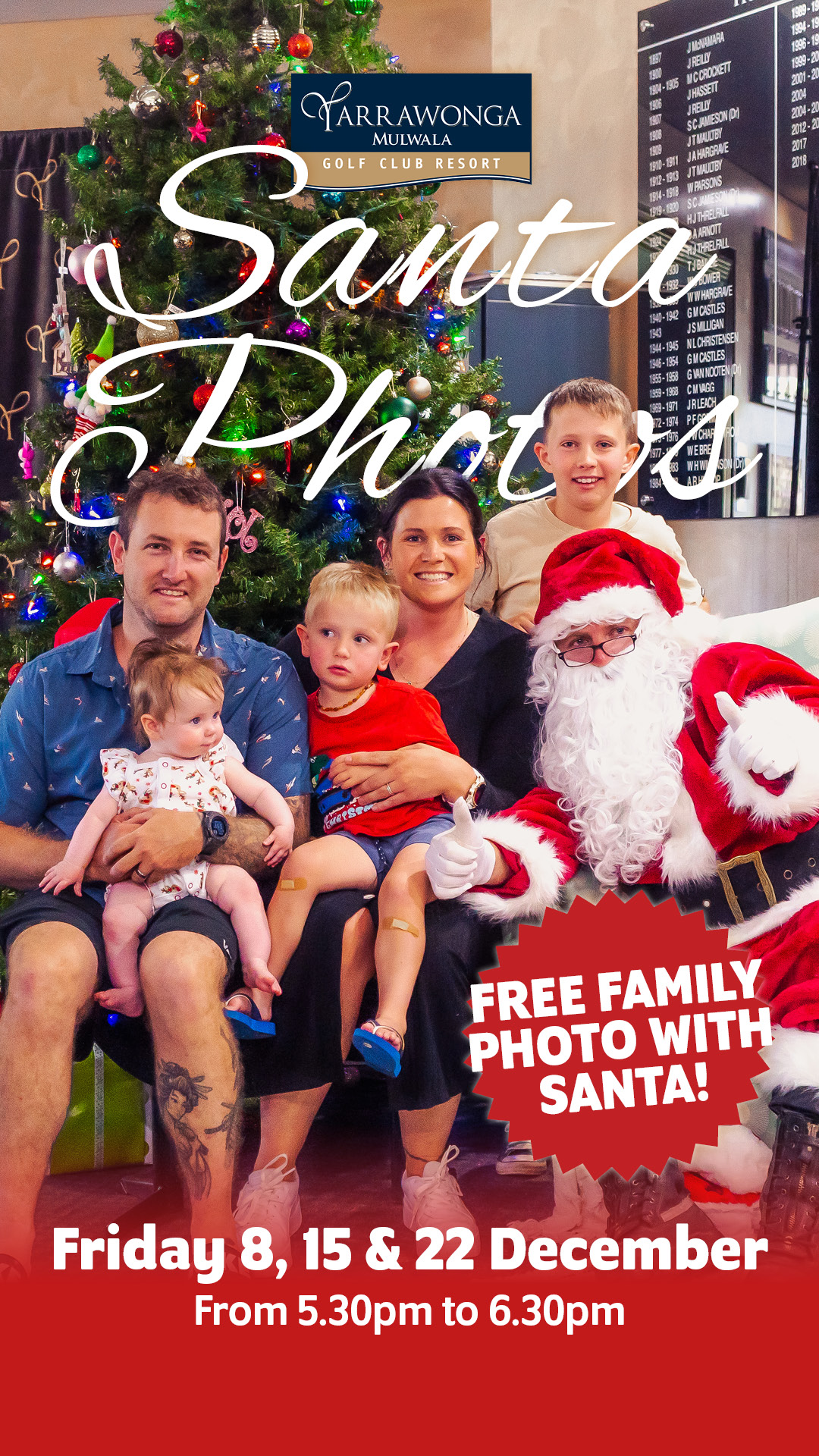 Santa’s coming to visit! Grab a free photo at Yarra Golf