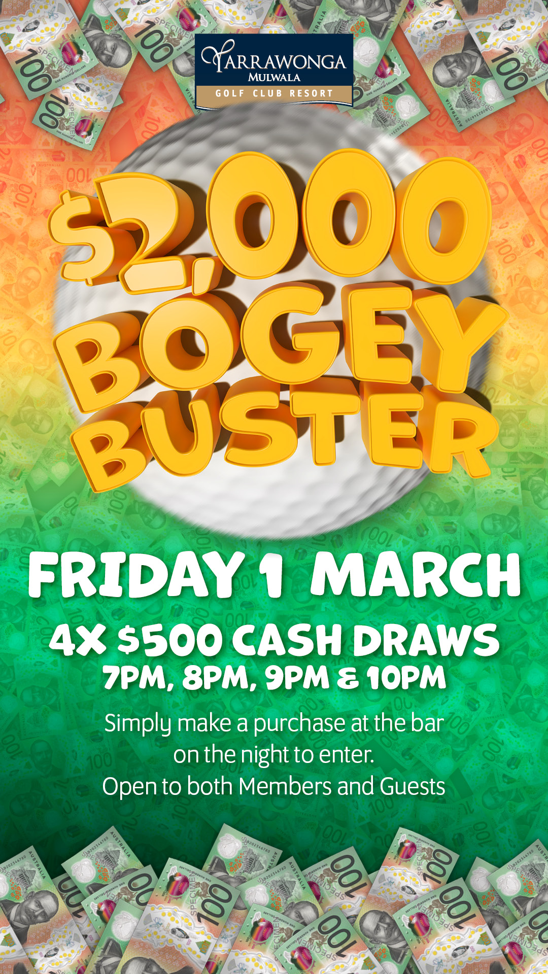 Get Lucky at our $2,000 Bogey Buster Cash Giveaway