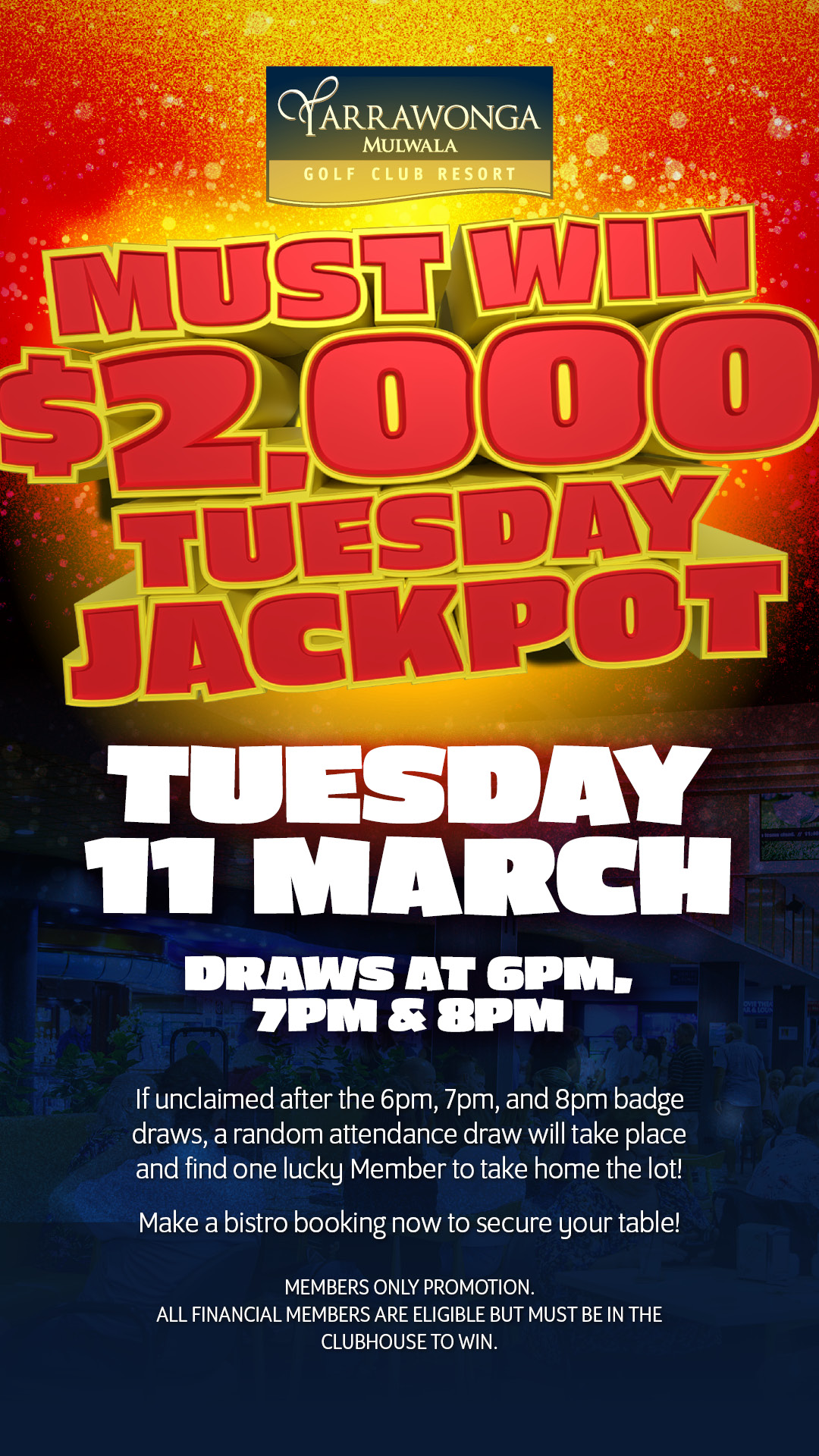 $2,000 Members Jackpot: WIN BIG on Tuesday 11 March!