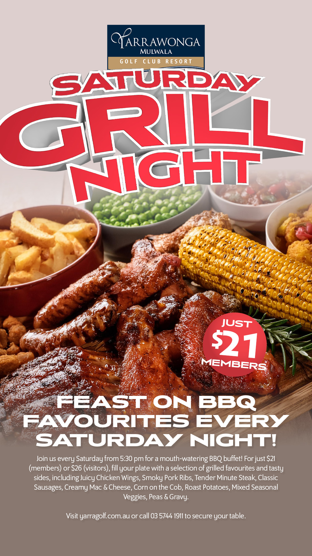 Saturday Grill Night! Feast on BBQ Favourites Every Saturday Night!