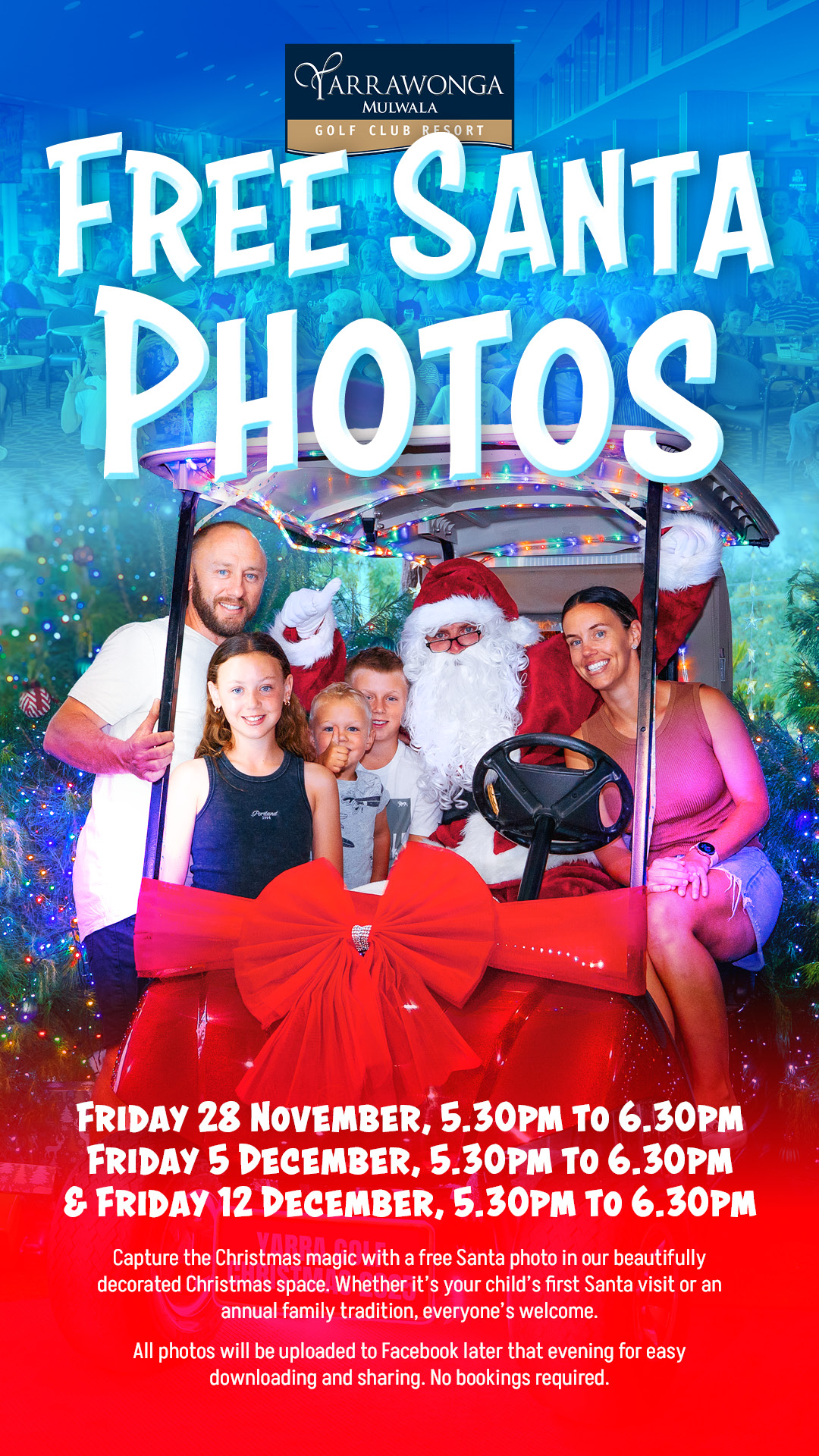 Santa’s coming to visit! Grab a free photo at Yarra Golf