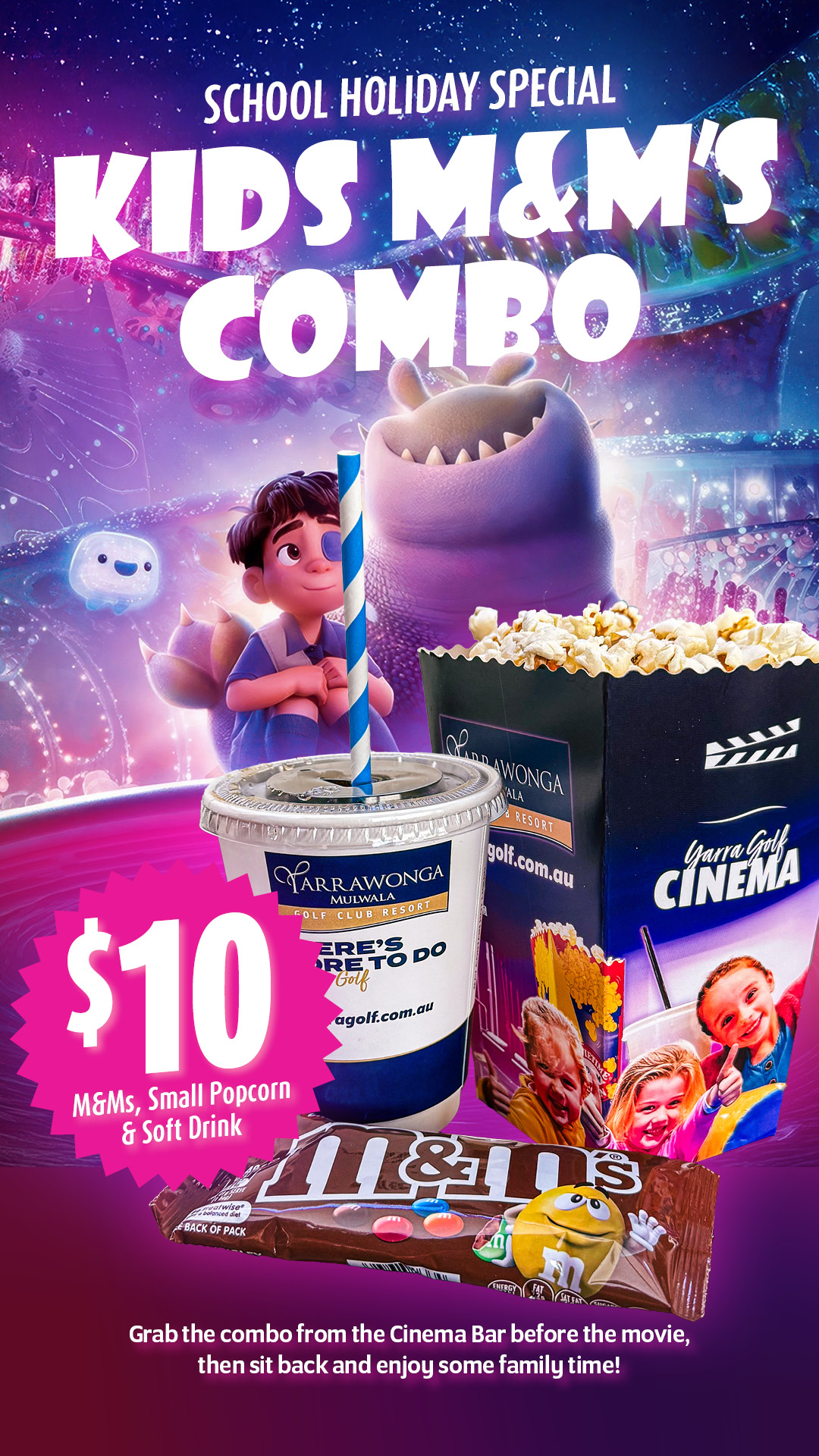 Big screen fun for all ages these school holidays at Yarra Golf Cinema
