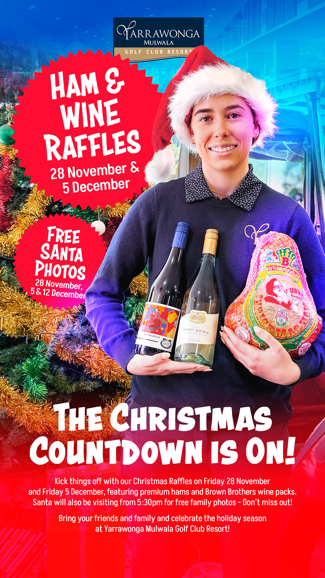 Christmas Hams and Wine Packs up for grabs!