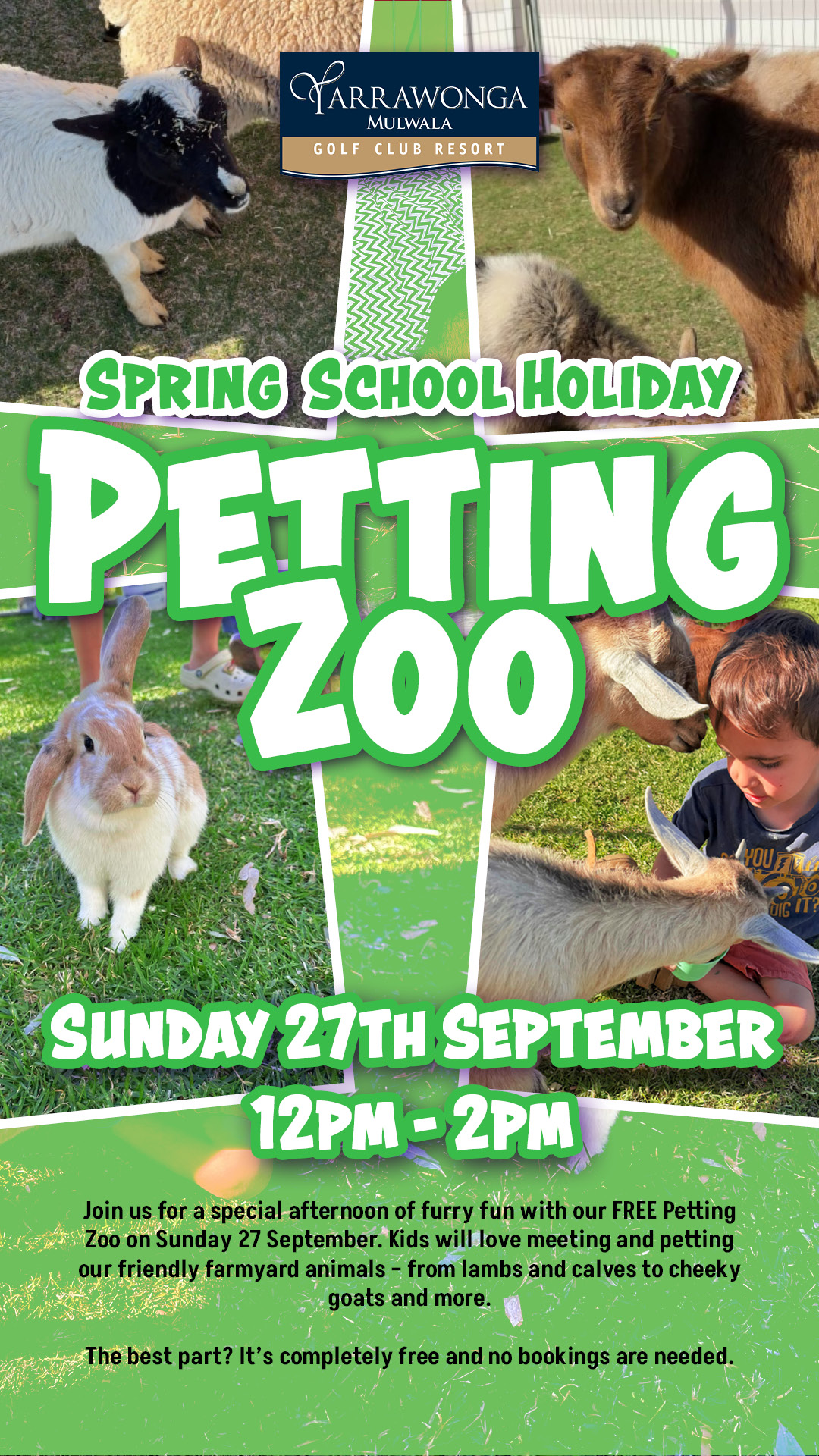 September Spring School Holiday Kids Petting Zoo